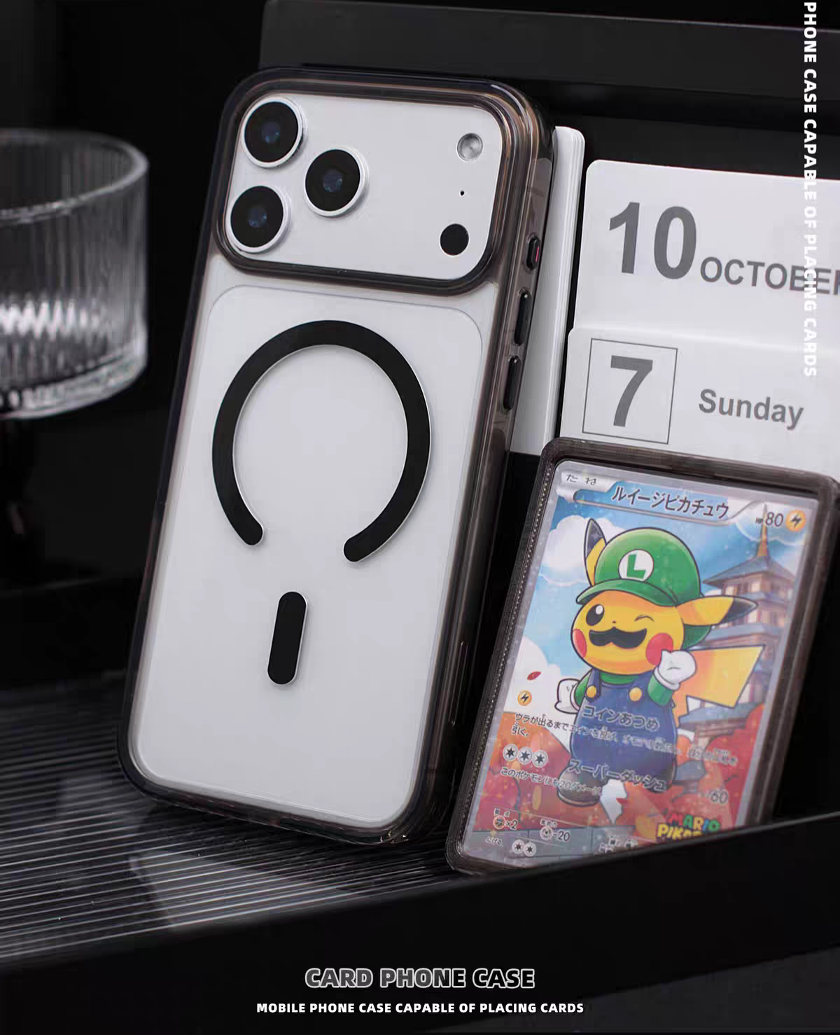 Cover Custodia MagSafe Porta Carte Collezionabili Trasparente Pokémon onepiece