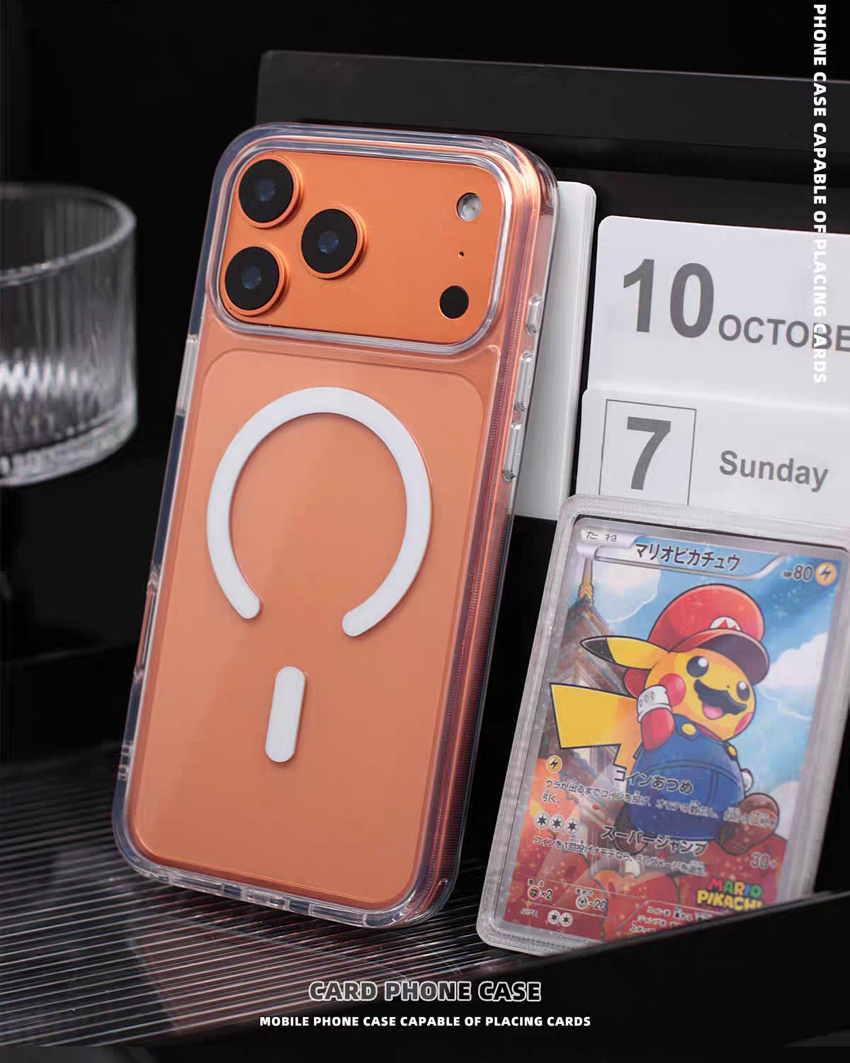 Cover Custodia MagSafe Porta Carte Collezionabili Trasparente Pokémon onepiece