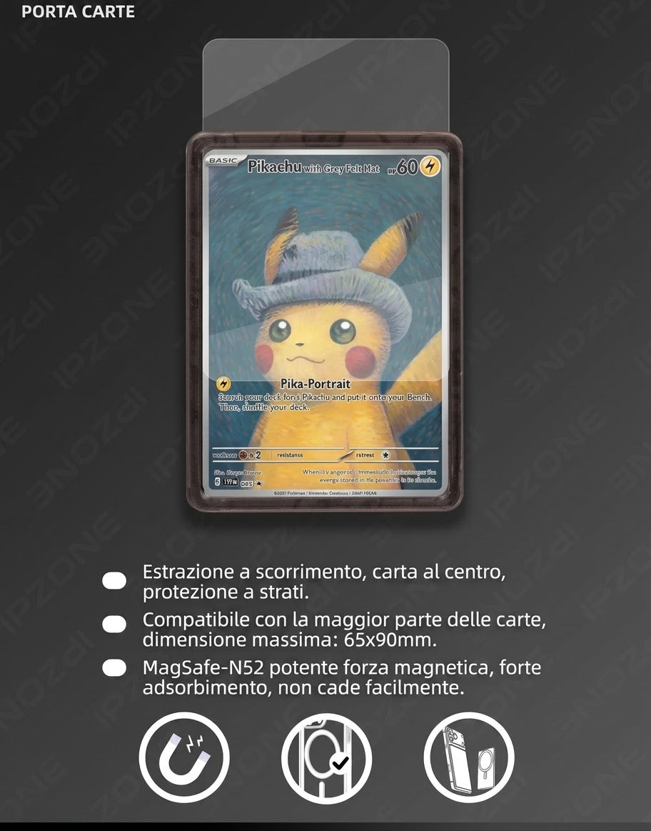 Cover Custodia MagSafe Porta Carte Collezionabili Trasparente Pokémon onepiece